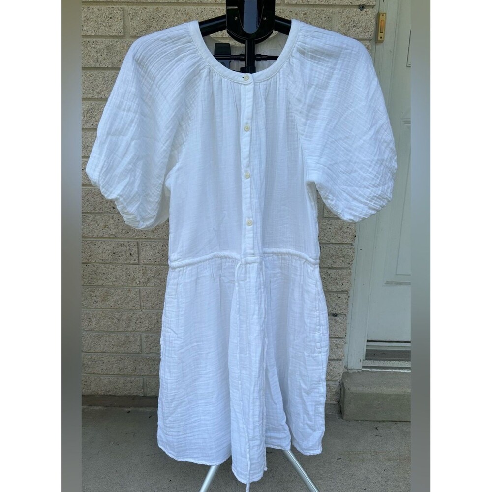 Old Navy White Dress Puff Sleeve Drawstring Waist